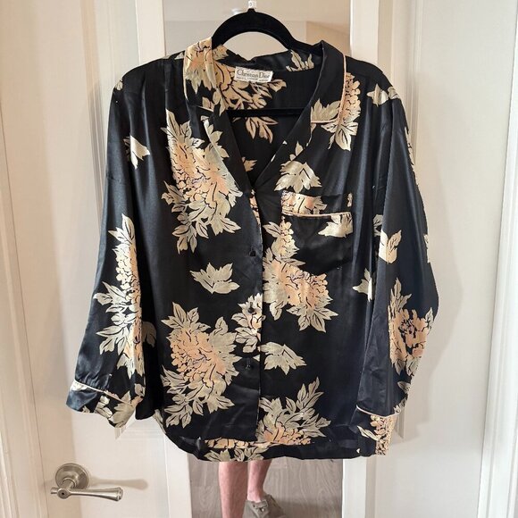 Dior Tops - Vintage Christian Dior Lingerie Blouse Size Medium Color Black